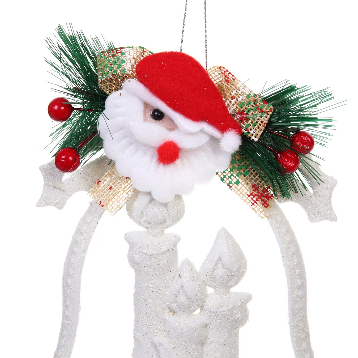 Украшение новогоднее "Колькольчик с  со свечами" 17*14 см, Белый