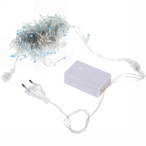 Гирлянда для улицы Bright light 10 м 100 ламп LED прозрачпров,8 реж, IP-54, Синий (возможность соединения)_6