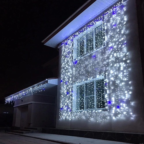 Гирлянда для улицы ЗАНАВЕС Мерцание ш20 в60 м 960 ламп LED, прозрачпров, Белый, синий мерцает (возможность соединения)_12