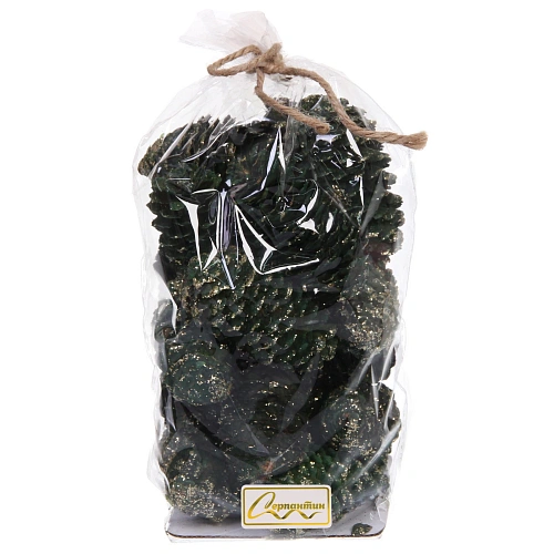 Композиция для декора "Сказочные шишки" 10*10*13 см (120 гр), зелёный