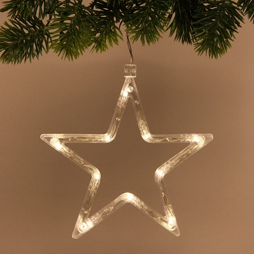Фигура светодиодная "Звезда" 18х17 см (батарейки 3 ААА), 1 реж, Теплый белый