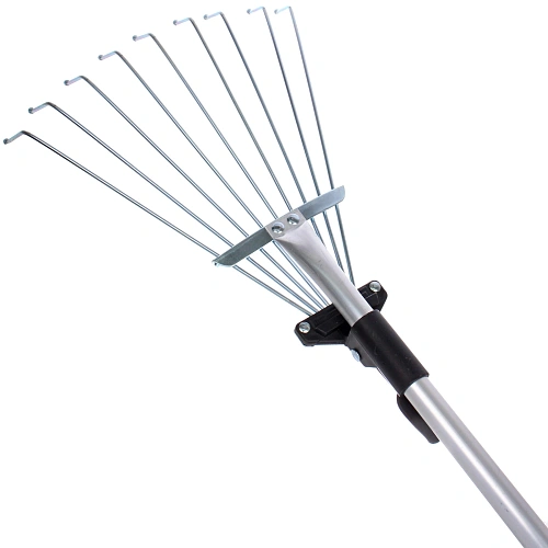 Грабли веерные малые алюминиевые раздвижные 9 зубьев с телескопическим черенком 730мм ДоброСад_4