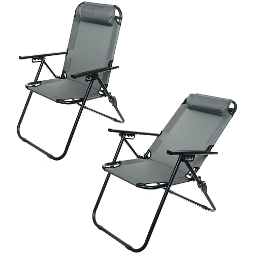 Кресло складное с подлокотниками TFS1608, 54*68*95 см, 3 положения, серый.