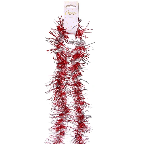 Мишура Огонёк  2 м 9 см, СереброКрасный_4