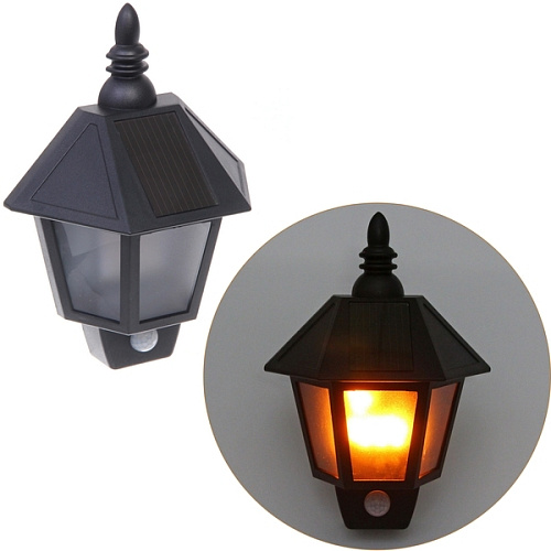 Фонарь садовый "Пламя" 27,5*20*10 см, на солнечной батарее, Теплый белый (эффект пламени) 1 LED