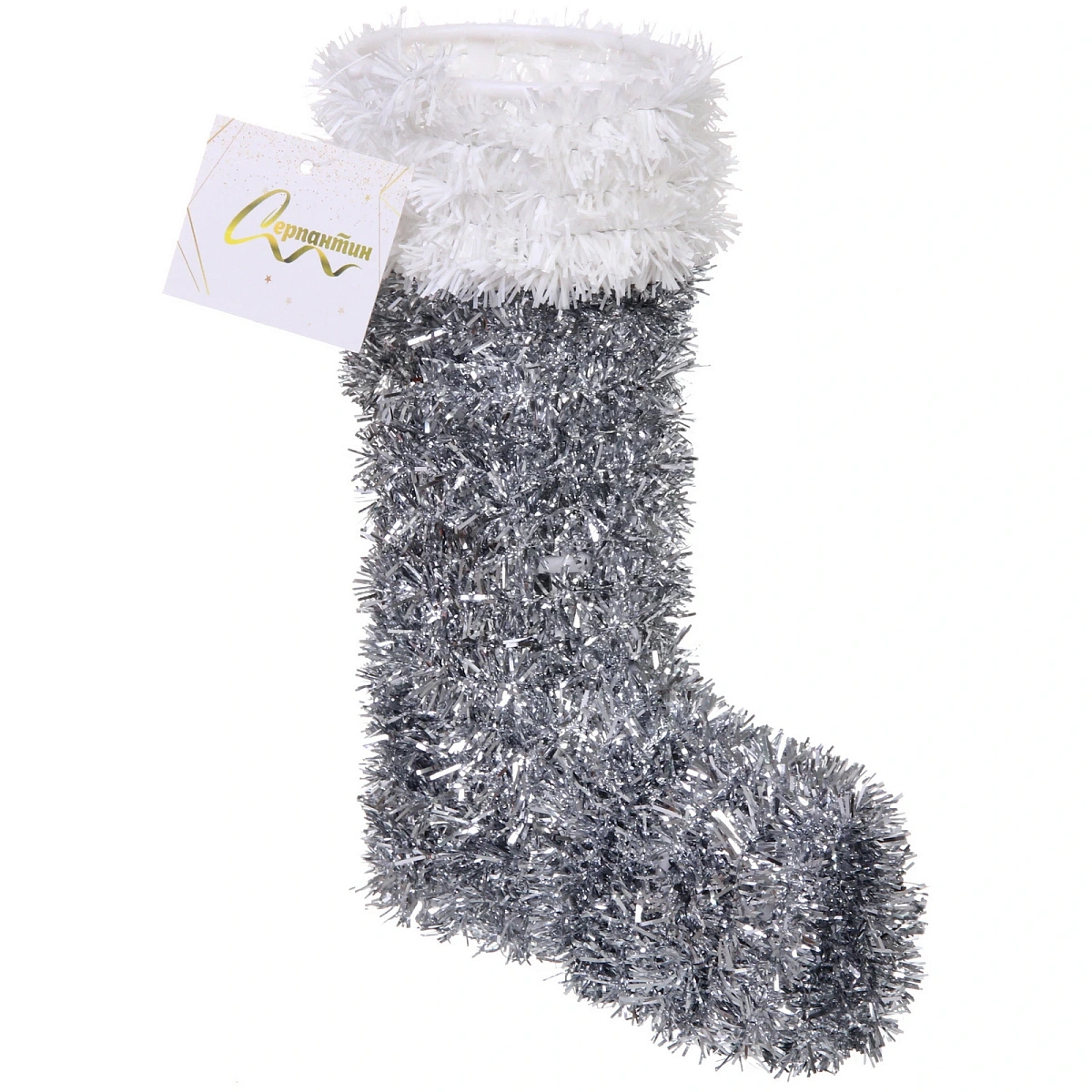 Украшение фольгированное "Зимний ботиночек" 22*17*7 см, серебро