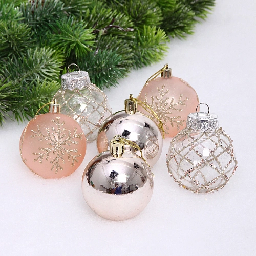 Набор шаров "Очарование" 6 см (в наборе 6 шт), Шампань