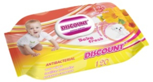 Салфетки влажные для детей "Discount"  с с экстрактом календулы и вит Е 120 шт