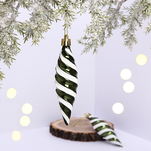 Ёлочные игрушки "Таинственное очарование" Сосульки 10 см (набор 2шт), изумруд