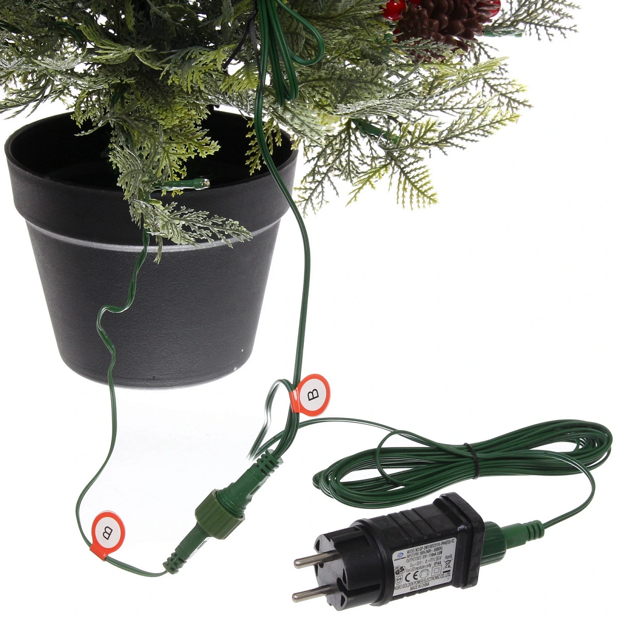 Ёлка светодиодная в горшке "Лесная радость" 90 см, (260 веток) 80 ламп LED, цвет свечения-Теплый белый