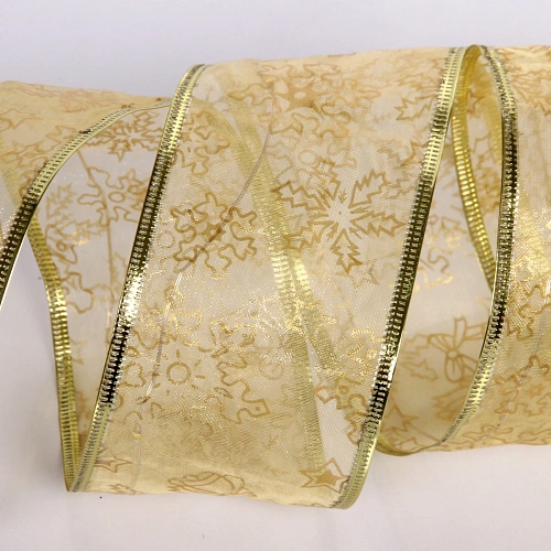 Гирлянда для дома ЛЕНТА ДЕКОРАТИВНАЯ  Морозные снежинки 2,0 м, 6 см, 20 ламп LED (на батарейках), Золото (подсветка золото)_5