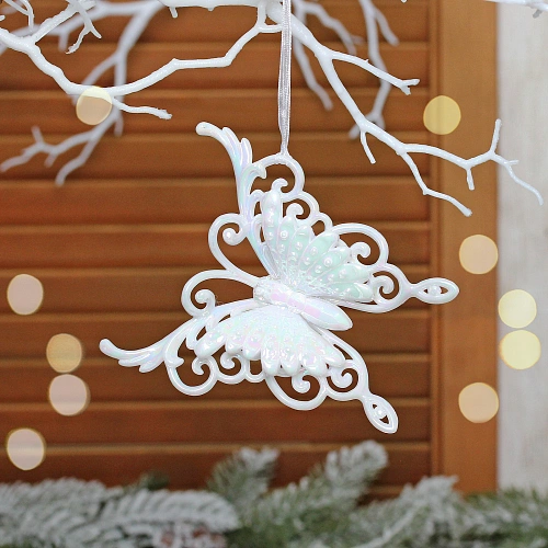 Подвеска "Роскошная бабочка" 11*9,5 см, Жемчужный