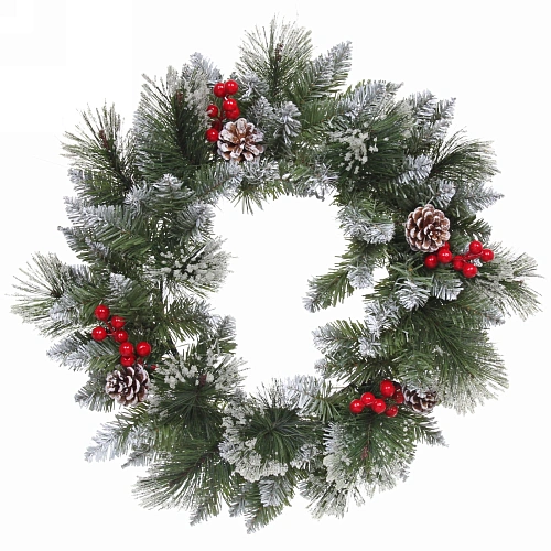 Венок хвойный новогодний "Сверкающие кристаллы" ПВХ, леска, 50 см (SQ736-50)