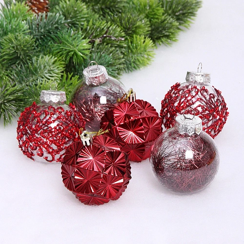 Набор шаров "Зимний Этюд" 7 см (в наборе 6 шт), Рубин