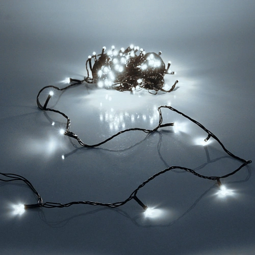 Гирлянда для дома НИТЬ 8 м 60 ламп LED черный пров.,8 реж, IP-20, Белый (ПЕРВАЯ ЦЕНА)