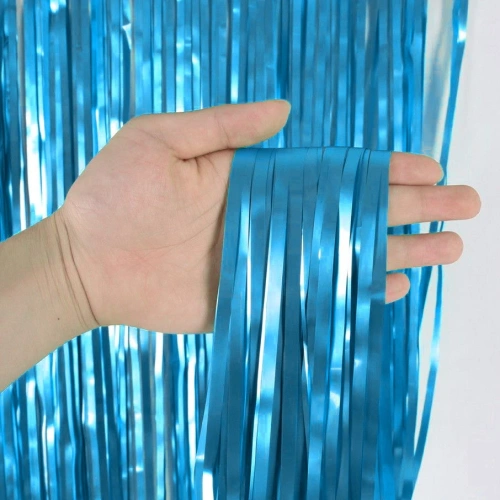 Занавес фольгированный "Дождь" ш1м, в2м (матовый), Голубой