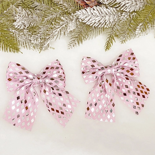 Бант на ёлку "Сказочные переливы" 12*13 см (набор 2 шт), Розовое золото