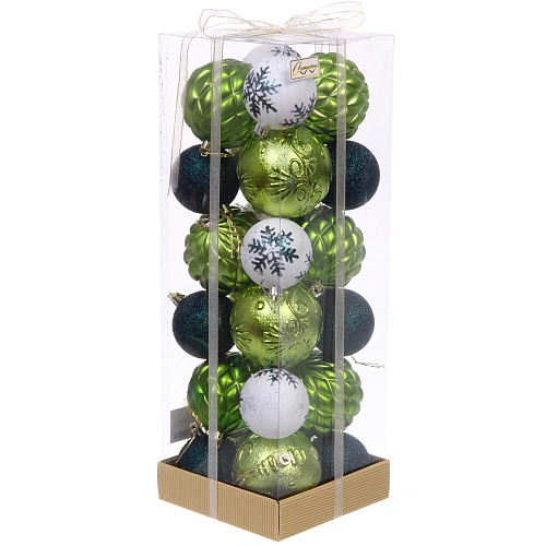 Новогодние шары Изыск 86 см (набор 18 шт), ИзумрудСалатовыйБелый_3