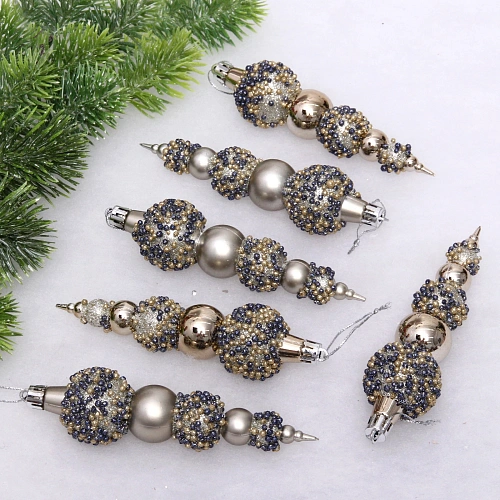 Набор украшений SHINE "Fairy tale" 14 см (6 шт.), champagne silver