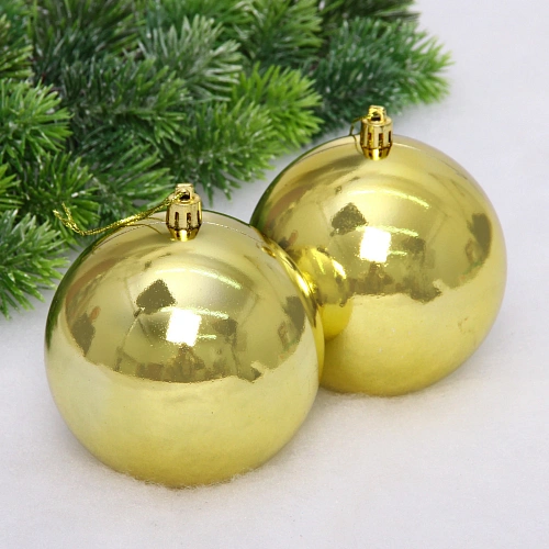 Новогодние шары 10 см (набор 2 шт) "Глянец", золото