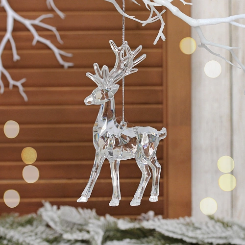 Подвеска "Хрустальный лось" 14,5 см, Прозрачный