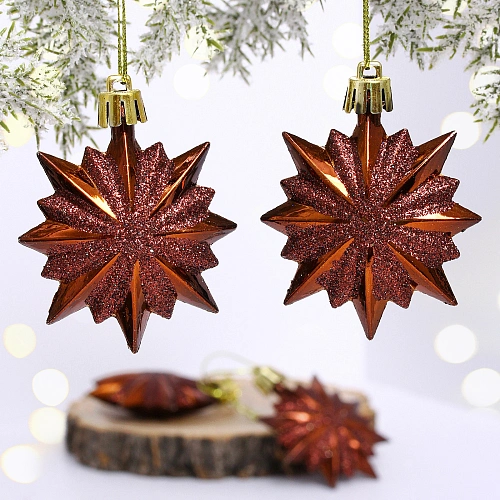 Ёлочные игрушки "Таинственное очарование" Звезда остроконечная 6 см (набор 4 шт), шоколад