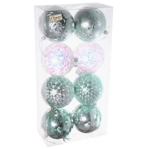 Новогодние шары Сказочное королевство 10 см (набор 8 шт), Мятный_4