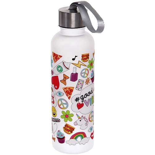 Бутылка питьевая пластиковая 600мл Летний микс, микс цветов_18