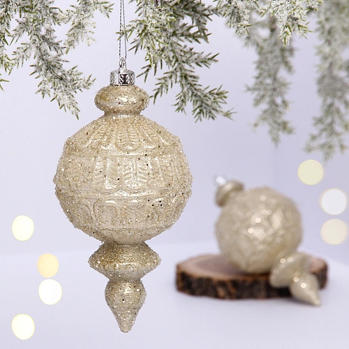 Ёлочные игрушки VERSAILLES "Снежная капля" 16*8 см (набор 2 шт), Шампань