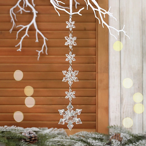 Подвеска "Хрустальные снежинки 26 см, Прозрачный