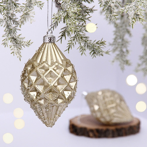 Ёлочные игрушки VERSAILLES "Ледяная капля" 12*6 см (набор 2 шт), Шампань