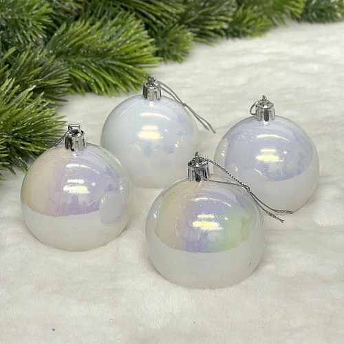 Новогодние шары 6 см (набор 4 шт) "Жемчуг", Перламутр