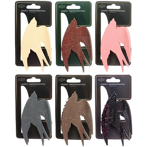 Заколка - краб для волос AKS - VIENTO, микс 6 цветов, классика, 9,55,5см _12