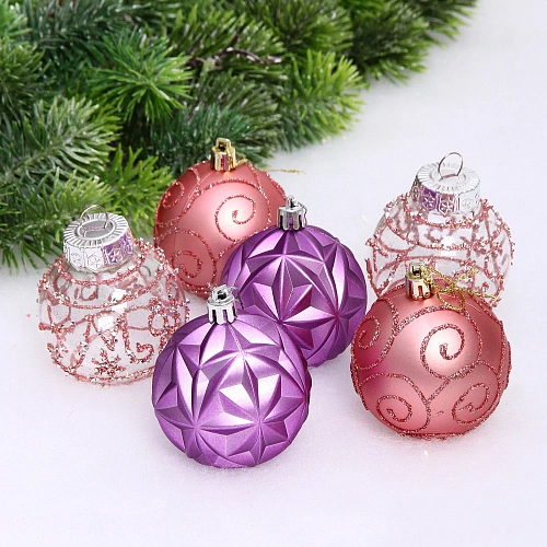 Набор шаров "Фантазия" 6 см (в наборе 6 шт), Сиреневый, лаванда