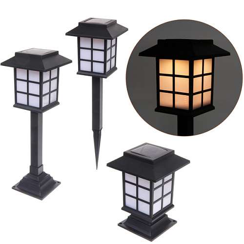 Фонарь садовый "Винтаж" 19,5*13,5 см (h-40 см), на солнечной батарее (свечение теплый белый) 9 LED