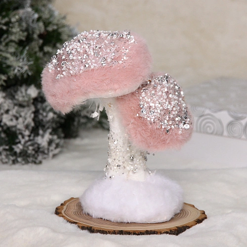 Фигурка новогодняя "Весёлые грибочки" 16*10*20 см, Розовый