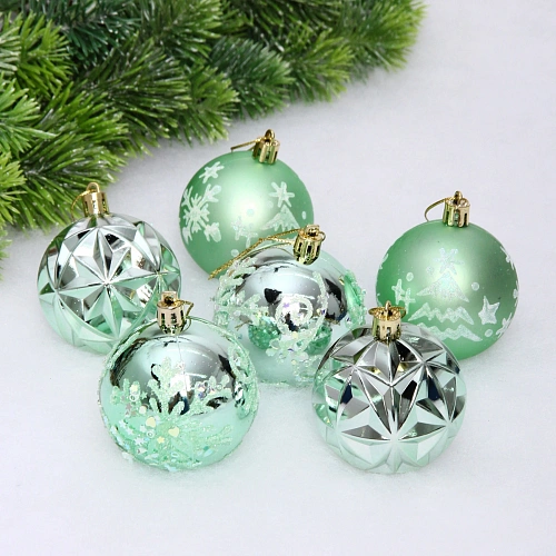 Набор шаров "Вивальди" 6 см (в наборе 6 шт), Нежно-зеленый