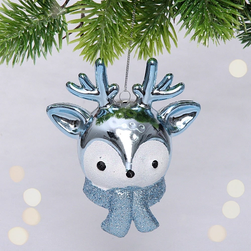 Елочная игрушка "Новогодний олененок" 7*11*10,5 см, голубой