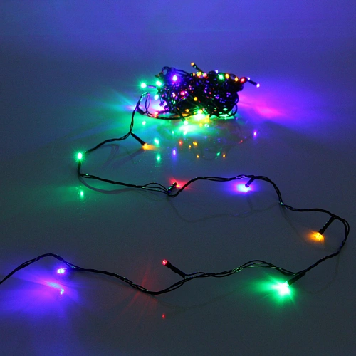 Гирлянда для дома НИТЬ 8 м 60 ламп LED черный пров.,8 реж, IP-20, Мультицвет (ПЕРВАЯ ЦЕНА)