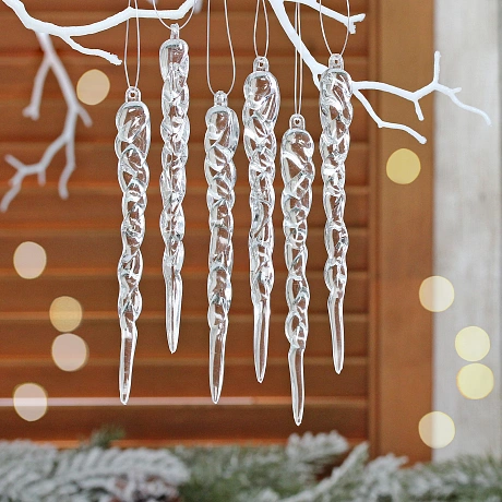 Подвеска "Кристальная сосулька" 12,5 см (набор 12 шт)