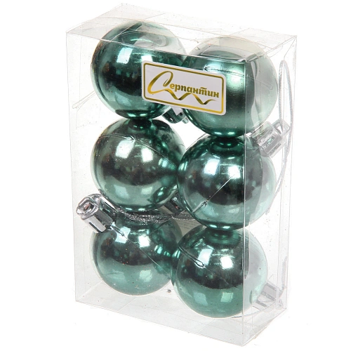 Новогодние шары 4 см (набор 6 шт) Глянец, темный нефрит_3