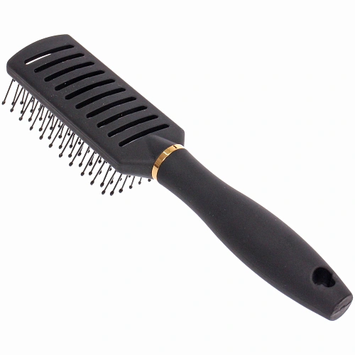 Расческа массажная СЕКРЕТ ТВОЕЙ КРАСОТЫ, продувная, цвет черный, матовое покрытие, 4,322см_2