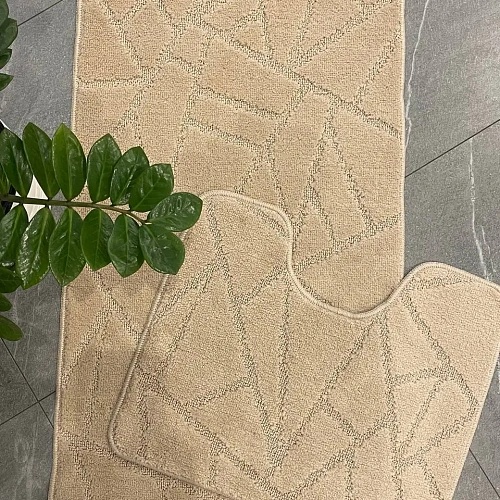Комплект ковриков для ванной и туалета My Crystal 50*80 и 40*50 Геометрия,Мозайка,бежевый