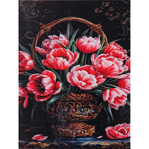 Алмазная мозаика в рулоне 3040см полная выкладка DIAMOND, Маки в вазе_4