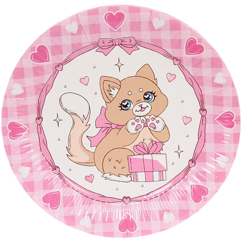 Тарелка бумажная 18 см в наборе 10 шт "Милый котенок"