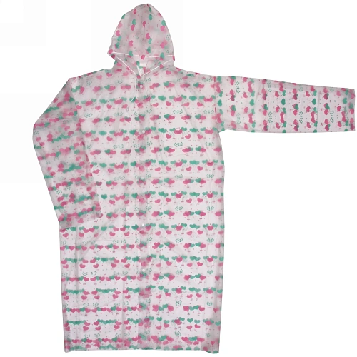 Дождевик-плащ 100 Мкрн 11065см Сердечки с капюшоном и завязками, на кнопках, матовый ДоброСад_7