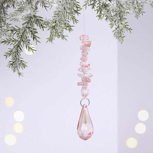 Подвеска "Изящный камень" 13 см, Розовый