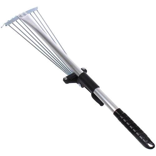 Грабли веерные малые алюминиевые раздвижные 9 зубьев с телескопическим черенком 730мм ДоброСад_5