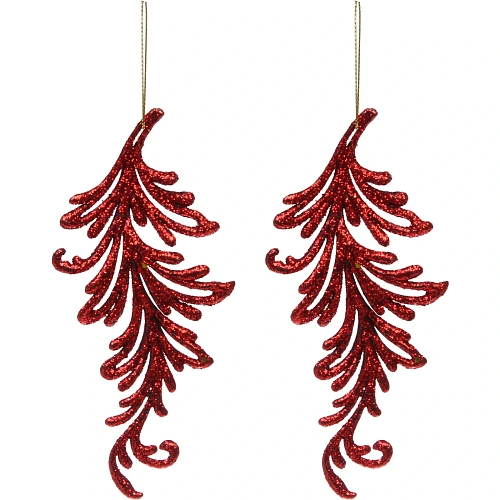 Подвеска Волшебное перо 10 см (набор 2 шт), красный_2