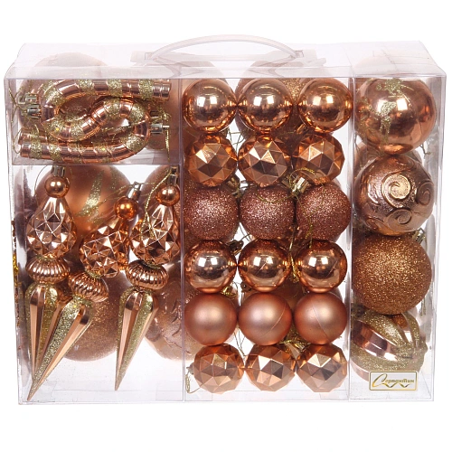 Набор ёлочных украшений Wish 6 см + 4 см (53 предмета), Шампань_6